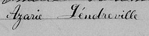 Signature de Azarie Léndreville: 11 mars 1866 Signature de Azarie Léndreville: 11 mars 1866