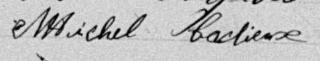 Signature de Michel Cadieux: 23 août 1892 Signature de Michel Cadieux: 23 août 1892