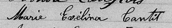Signature de Marie Evélina Cantit: 24 octobre 1870 Signature de Marie Evélina Cantit: 24 octobre 1870