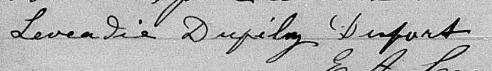 Signature de Leocadie Dufily Dufort: 8 décembre 1870 Signature de Leocadie Dufily Dufort: 8 décembre 1870