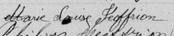 Signature de Marie Louise Geoffrion: premier octobre 1887 Signature de Marie Louise Geoffrion: premier octobre 1887