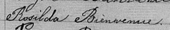 Signature de Rosilda Bienvenue: 30 janvier 1872 Signature de Rosilda Bienvenue: 30 janvier 1872