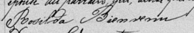 Signature de Rosilda Bienvenu: 12 mars 1886 Signature de Rosilda Bienvenu: 12 mars 1886