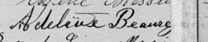 Signature de Adelaïde Beauregard: 27 janvier 1891 Signature de Adelaïde Beauregard: 27 janvier 1891