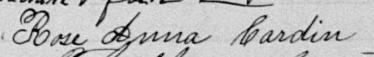 Signature de Rose Anna Cardin: 20 octobre 1889 Signature de Rose Anna Cardin: 20 octobre 1889