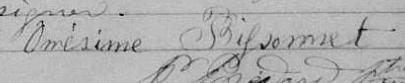 Signature de Onésime Bissonnet: 20 avril 1864 Signature de Onésime Bissonnet: 20 avril 1864