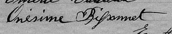 Signature de Onésime Bissonnet: 28 février 1873 Signature de Onésime Bissonnet: 28 février 1873