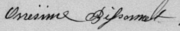 Signature de Onésime Bissonnet: 9 mars 1886 Signature de Onésime Bissonnet: 9 mars 1886