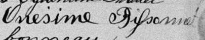 Signature de Onésime Bissonet: 6 septembre 1892 Signature de Onésime Bissonet: 6 septembre 1892