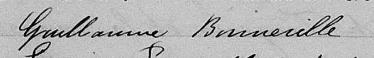 Signature de Guillaume Bonneville: 2 janvier 1874 Signature de Guillaume Bonneville: 2 janvier 1874