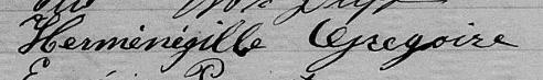 Signature de Herménédille Gregoire: 28 septembre 1874 Signature de Herménédille Gregoire: 28 septembre 1874