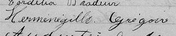 Signature de Herménégille Grégoire: 28 février 1876 Signature de Herménégille Grégoire: 28 février 1876