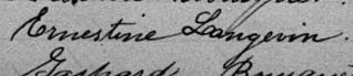 Signature de Ernestine Langevin: 31 janvier 1893 Signature de Ernestine Langevin: 31 janvier 1893