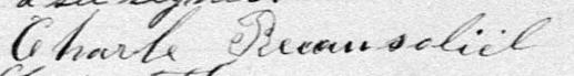 Signature de Charle Beiausoliel: 5 avril 1879 Signature de Charle Beiausoliel: 5 avril 1879