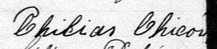 Signature de Philias Chicoine: 13 octobre 1885 Signature de Philias Chicoine: 13 octobre 1885
