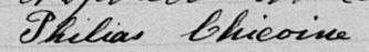 Signature de Philias Chicoine: 10 février 1892 Signature de Philias Chicoine: 10 février 1892