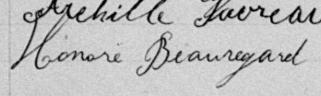 Signature de Honoré Beauregard: 23 mars 1887 Signature de Honoré Beauregard: 23 mars 1887