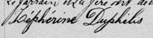 Signature de Zéphérine Duphilis: 16 mars 1889 Signature de Zéphérine Duphilis: 16 mars 1889