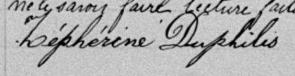 Signature de Zéphérine Duphilis: 27 juin 1890 Signature de Zéphérine Duphilis: 27 juin 1890