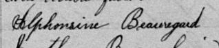 Signature de Alphonsine Beauregard: 18 septembre 1888 Signature de Alphonsine Beauregard: 18 septembre 1888