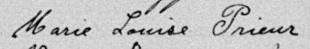 Signature de Marie Louise Prieur: 4 février 1890 Signature de Marie Louise Prieur: 4 février 1890