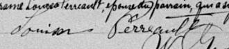 Signature de Louisa Perreault: 2 février 1893 Signature de Louisa Perreault: 2 février 1893
