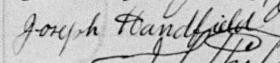 Signature de Joseph Handfield: premier mars 1898 Signature de Joseph Handfield: premier mars 1898