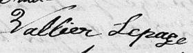 Signature de Vallier Lepage: 19 janvier 1830 Signature de Vallier Lepage: 19 janvier 1830