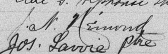 Signature de J. N. Hémond: 21 août 1897