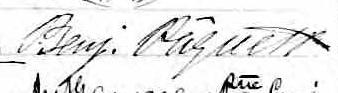 Signature de Benj. Pâquett: 8 janvier 1872